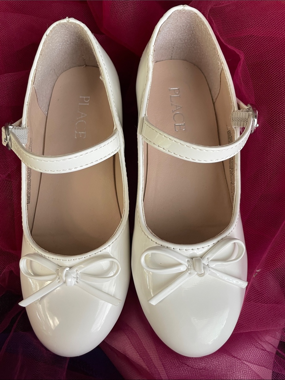 Size 10 Place White Patent Mary Jane Dress Shoes with Bow